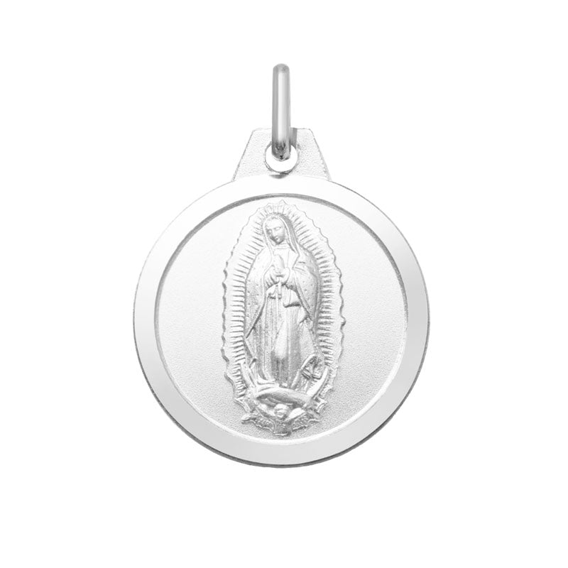 Medalla Virgen de Guadalupe Redonda con Bisel Plata .925  (AG/1001255)