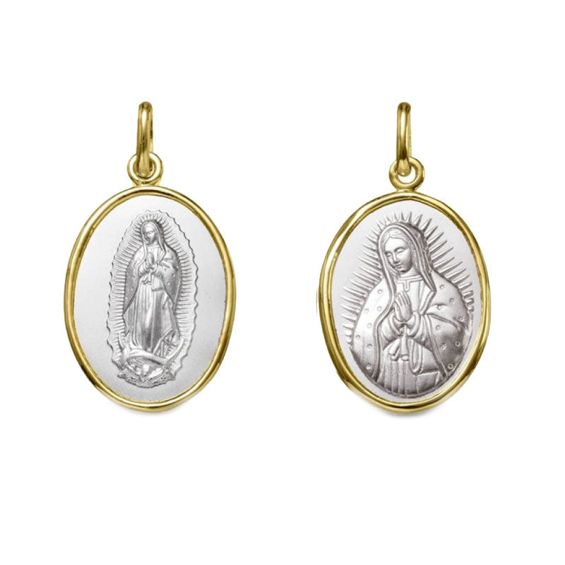 Escapulario Virgen de Guadalupe Busto/Virgen Guadalupe completa Oval con bisel en oro bitono 14kt (14/1291619)