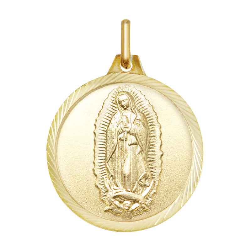 Medalla Virgen de Guadalupe redonda con bisel en oro de 14kt (14/1002255)