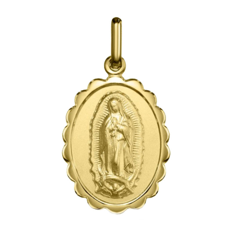 Medalla Virgen de Guadalupe Oval con Bisel de orlas en oro de 14kt (14/1007255)