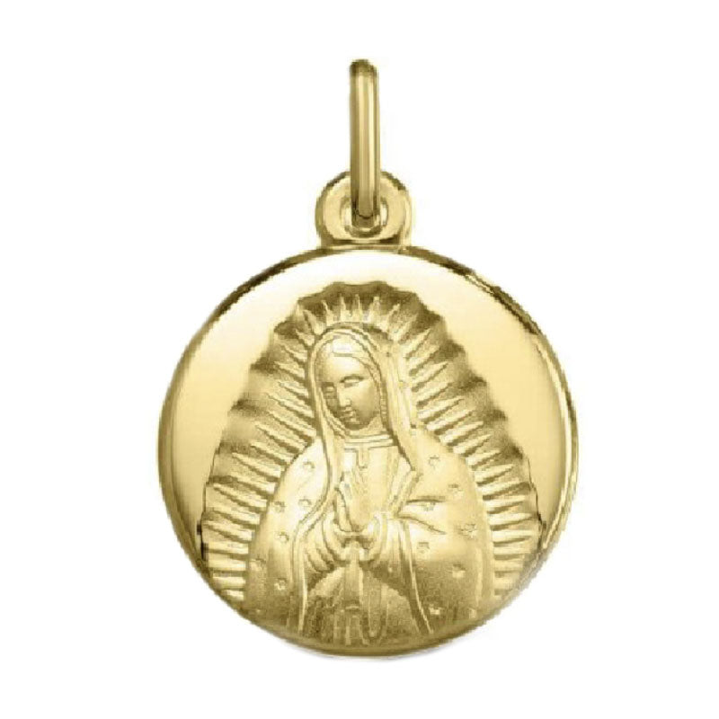 Medalla Virgen de Guadalupe redonda bajo relieve en oro de 14 kt (14/1030242)