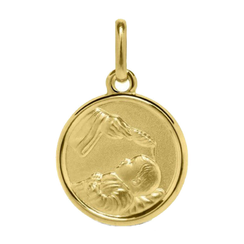 Medalla Bautizo redonda con bisel en oro de 14kt (14/1260468)