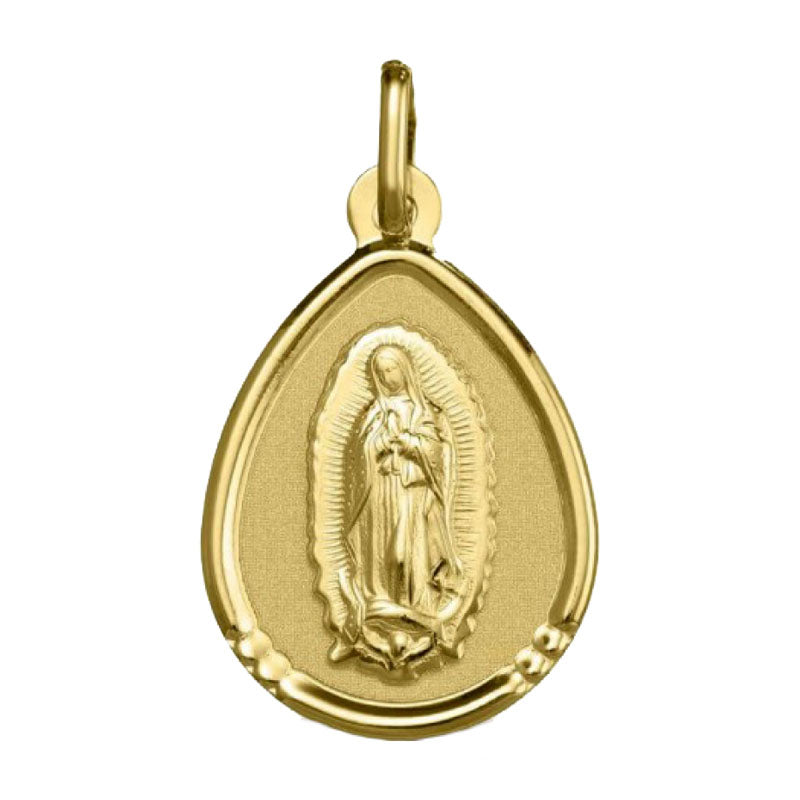 Medalla Virgen de Guadalupe Gota con Bisel en oro de 14kt (14/1903255)