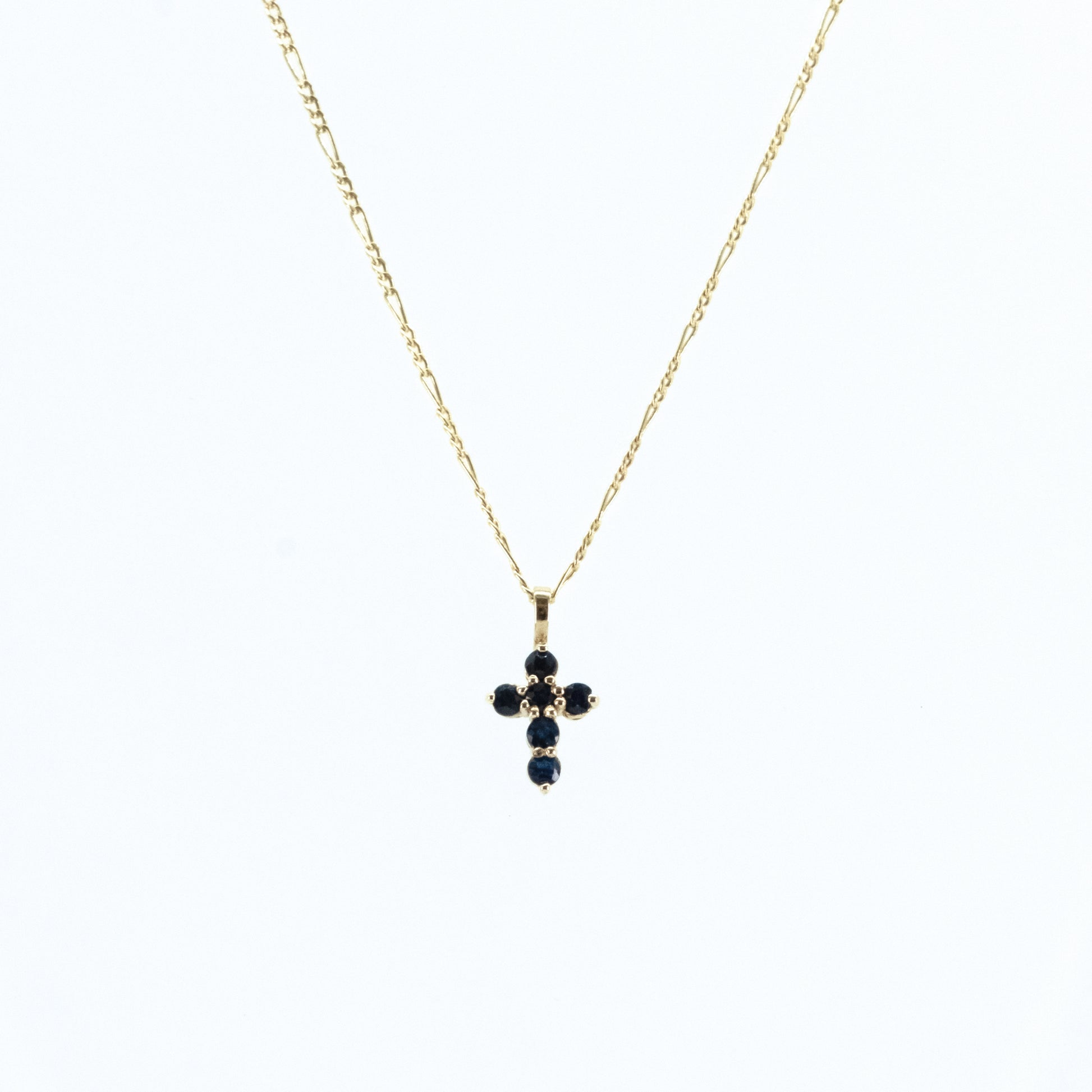 Cruz de Zafiros en Oro Amarillo 14k (14/CE472DZG/00)