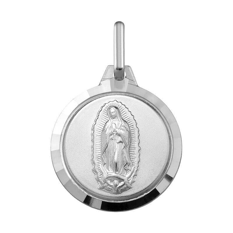 Medalla Virgen de Guadalupe Redonda con Bisel Plata .925  (AG/1000255)